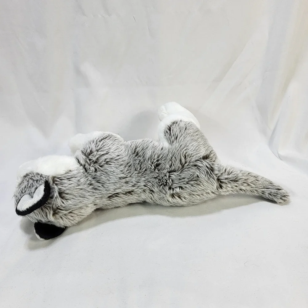 Toys R Us Siberian Husky Floppy Plush Grey White Sled Dog Laying Stuffed Animal